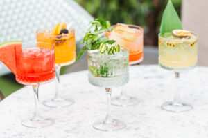 creative cocktails in restaurant terrace