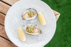 fresh oysters with lemon dish